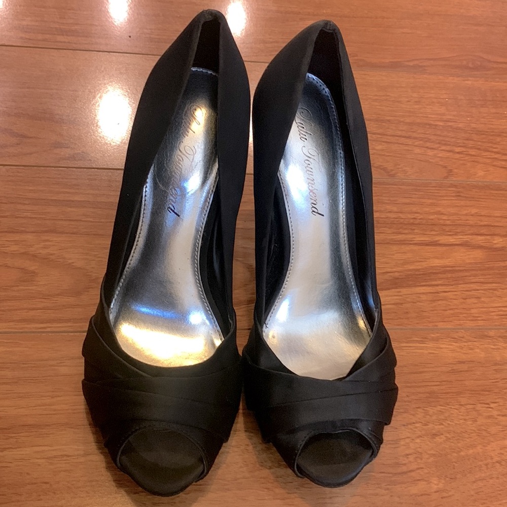 Black satin heels